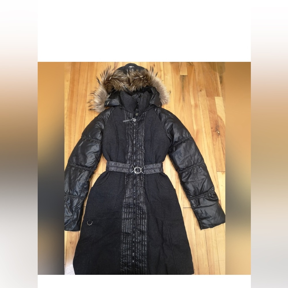 RUDSAK Black Coat with Fur Trim